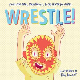 illustrated book cover image of a wrestler in a mask