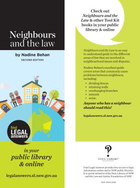 Front and back designs of Neighbours and the Law bookmark