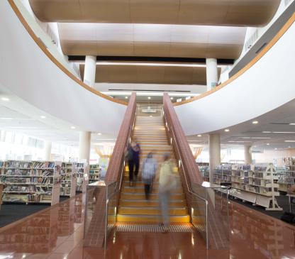 Internal view of staircase in a library building